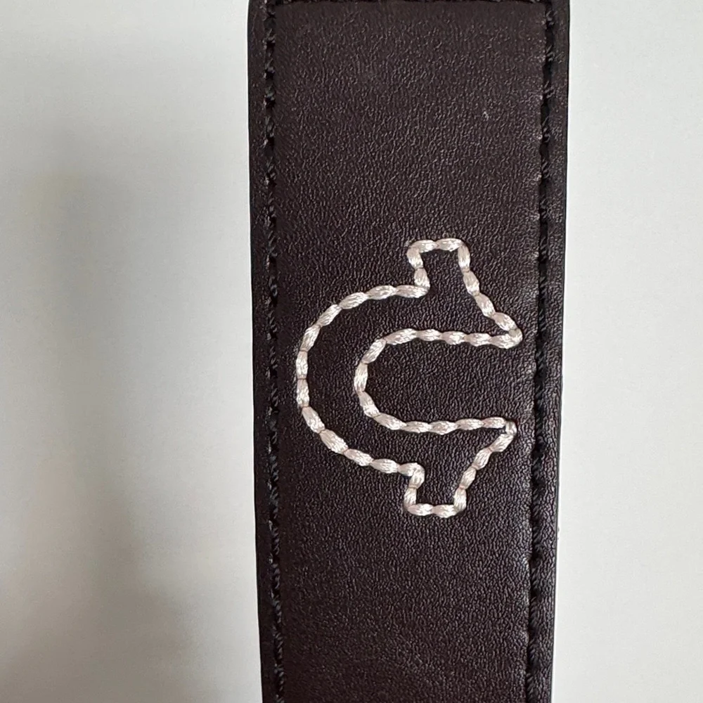 True Religion Men's Dark Brown Leather Belt.  Double Belt.